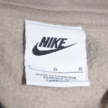 Nike Mens Beige Pullover Hoodie L Logo Fleece Hooded Sweatshirt