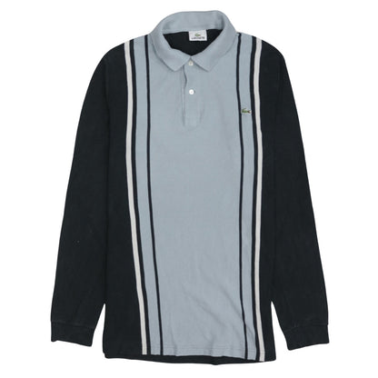 Lacoste Men's Black & Grey Striped Long Sleeve Polo Shirt Size L