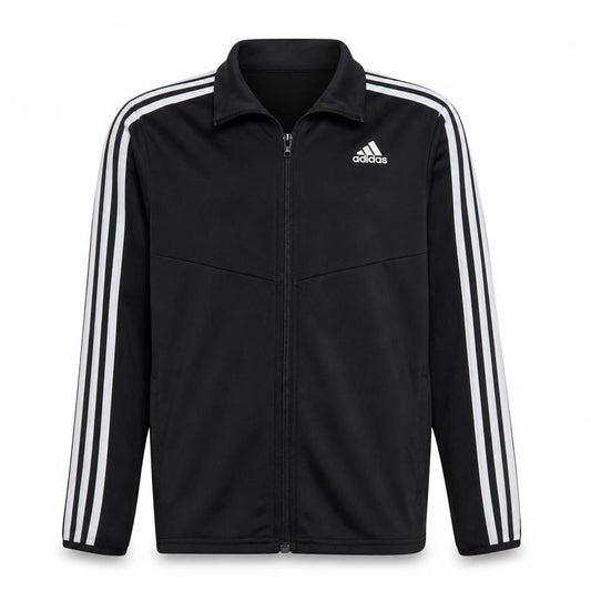 Front view of Adidas boys’ black full zip sweatshirt 13-14 years sports training top
