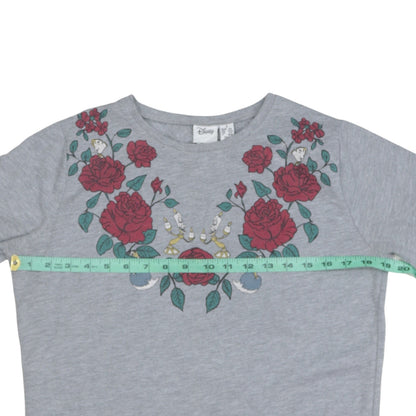 Disney Women’s Grey Beauty and the Beast Floral Sweatshirt Small