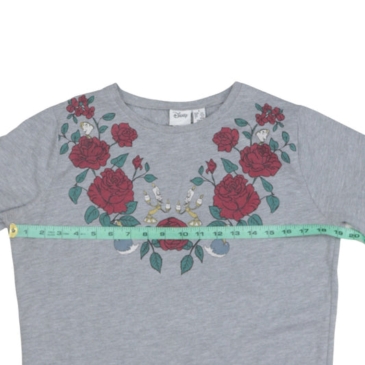 Disney Women’s Grey Beauty and the Beast Floral Sweatshirt Small