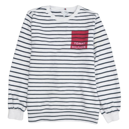 Tommy Hilfiger Women’s White Striped Pullover Sweatshirt Small