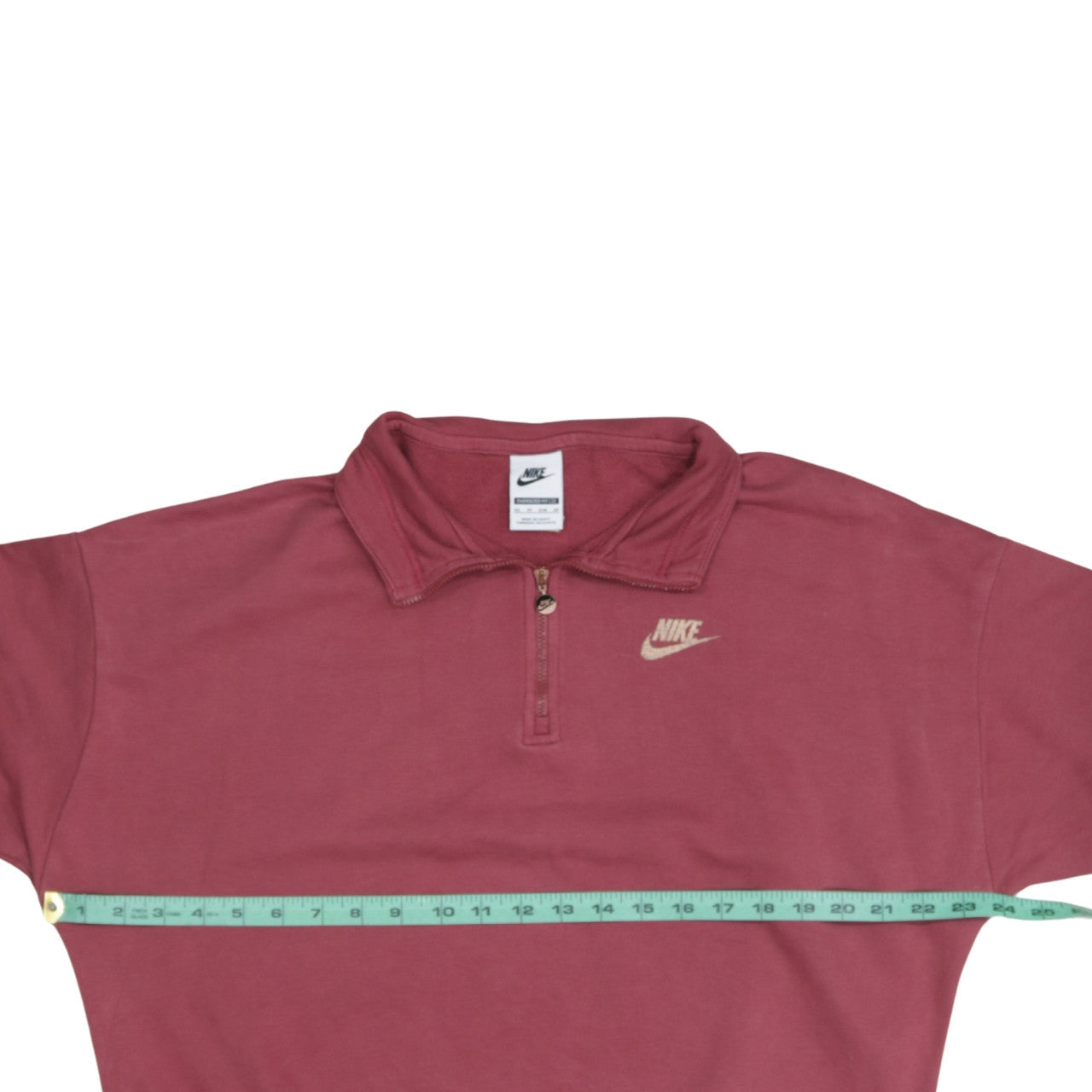Nike Women Maroon 1/4 Zip Oversized Sweatshirt XS Cotton Blend