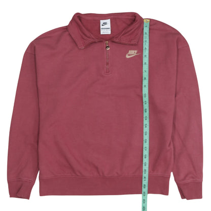 Nike Women Maroon 1/4 Zip Oversized Sweatshirt XS Cotton Blend