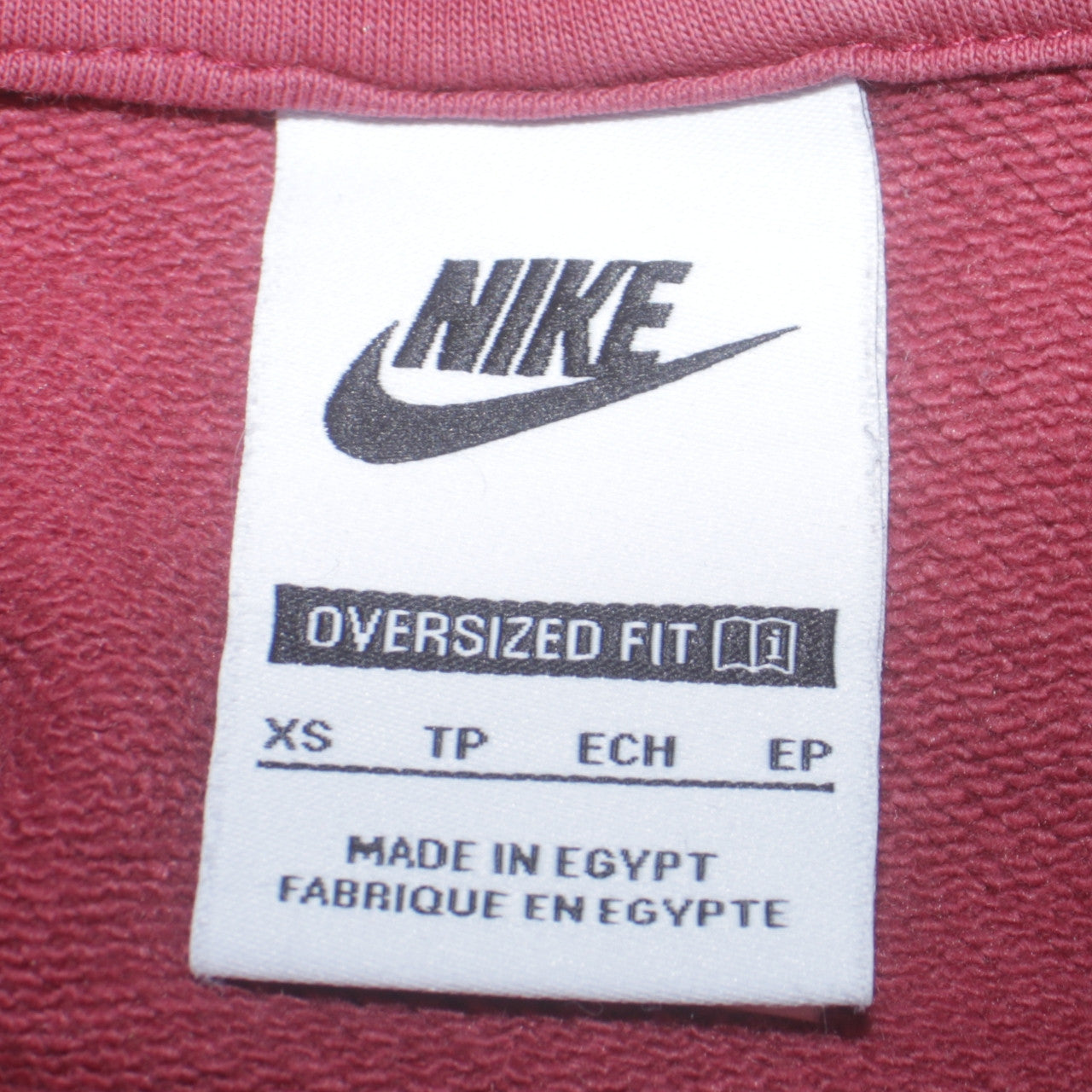 Nike Women Maroon 1/4 Zip Oversized Sweatshirt XS Cotton Blend