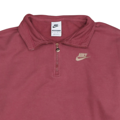 Nike Women Maroon 1/4 Zip Oversized Sweatshirt XS Cotton Blend
