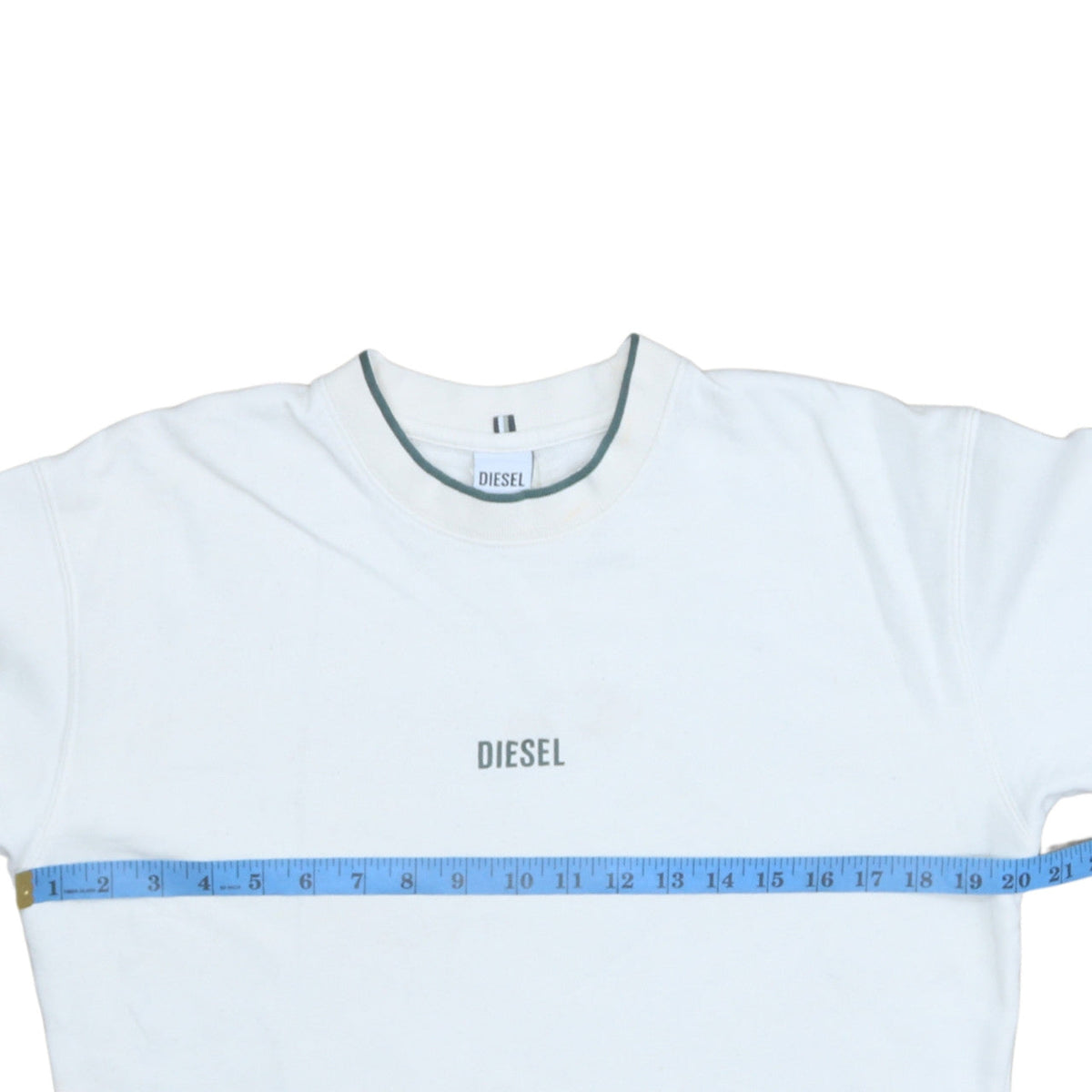 Diesel Mens White Cotton Crew Neck Pullover Sweatshirt Size S