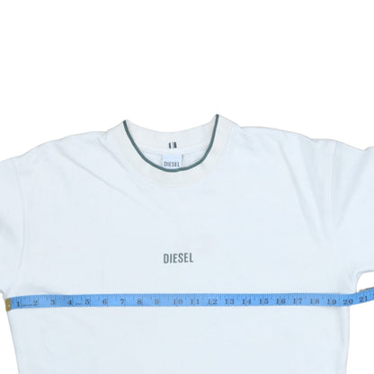 Diesel Mens White Cotton Crew Neck Pullover Sweatshirt Size S
