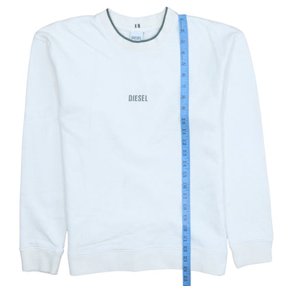 Diesel Mens White Cotton Crew Neck Pullover Sweatshirt Size S