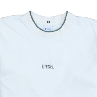Diesel Mens White Cotton Crew Neck Pullover Sweatshirt Size S