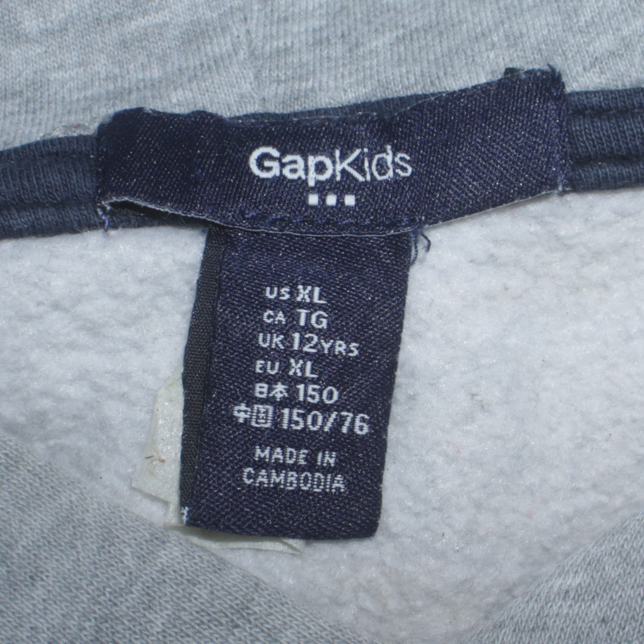 GAP Kids Boys Grey Hoodie 12 Years XL Pullover Logo Cotton Blend