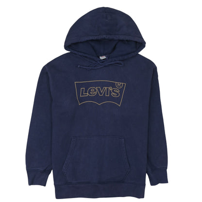 Levi's Men's Blue Pullover Hoodie L Logo Graphic Cotton Fleece