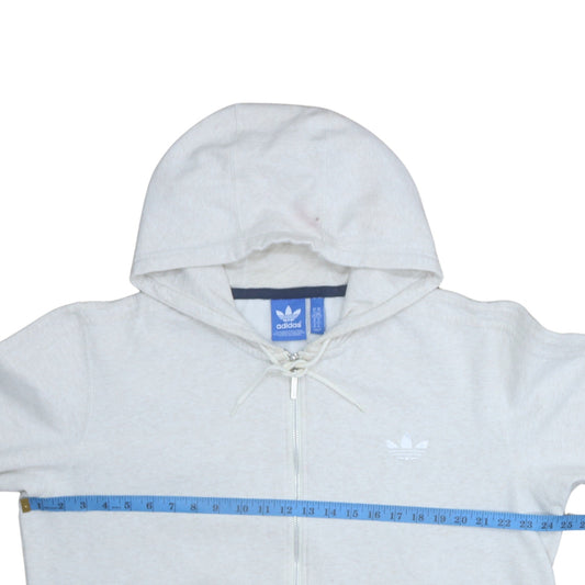 Adidas Womens Beige Full Zip Hoodie XL Cotton Blend Classic Logo