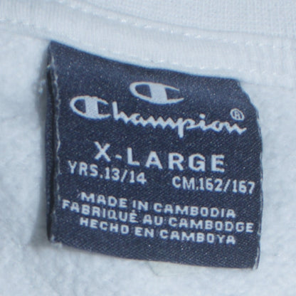 Champion Boys White Graphic Logo Pullover Sweatshirt 13-14 Years