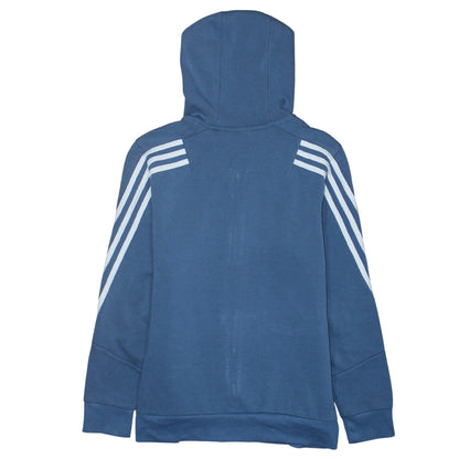Adidas Boys Blue Full Zip Hoodie 13-14 Years Regular Fit Cotton Blend