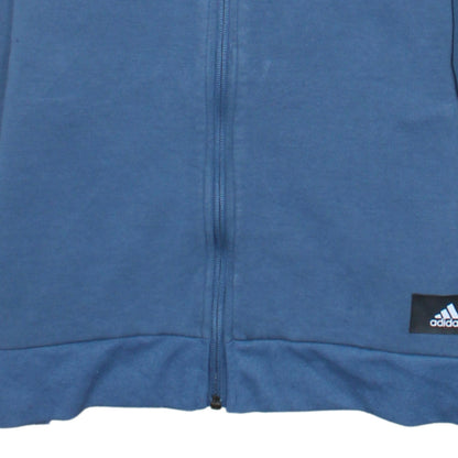 Adidas Boys Blue Full Zip Hoodie 13-14 Years Regular Fit Cotton Blend