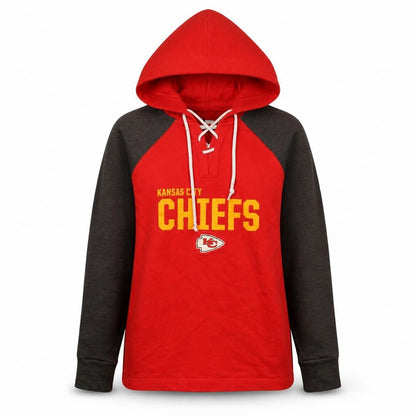 NFL Team Apparel Womens Red Grey Kansas City Chiefs Hoodie Medium