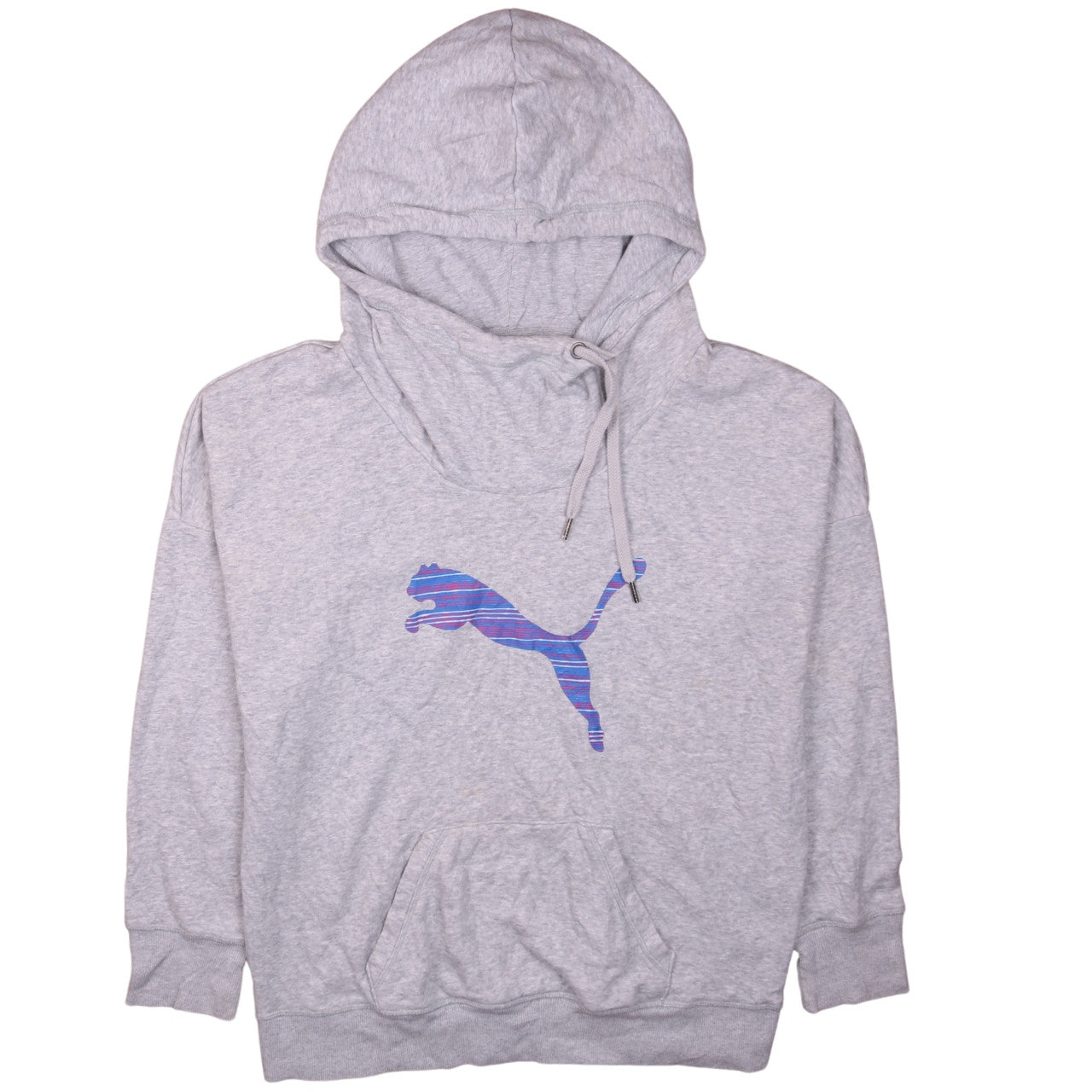 Puma Womens Grey Hoodie Size 14 Pullover Lightweight Cotton Blend