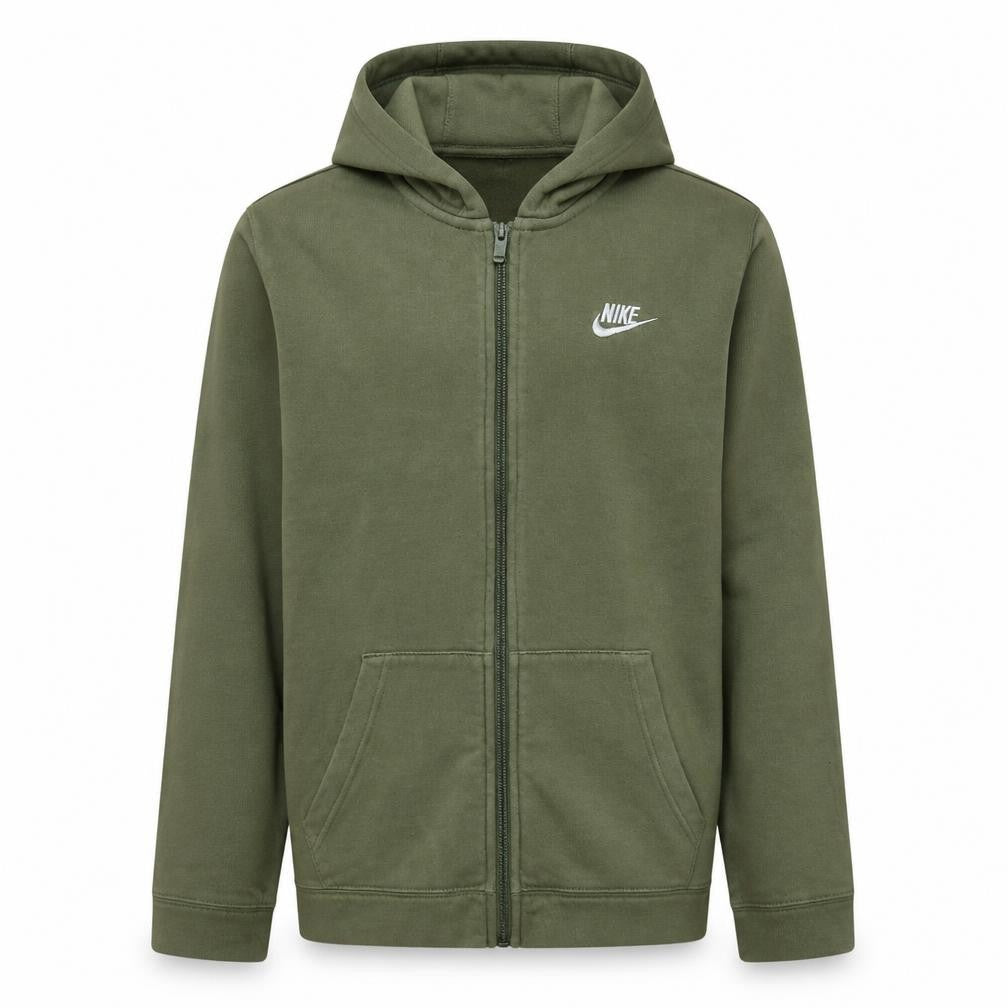 Front view of Nike boys’ green full zip hoodie xl 158-170cm cotton blend casual