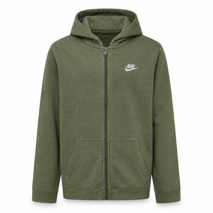 Front view of Nike boys’ green full zip hoodie xl 158-170cm cotton blend casual