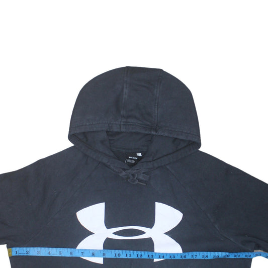 Under Armour Men's Black Pullover Hoodie Medium Fleece Logo Sportswear
