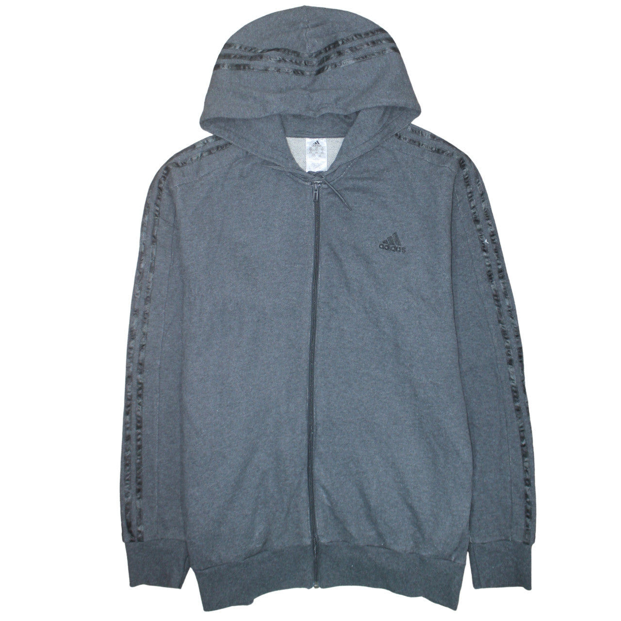 Adidas Mens Grey 2XL Full Zip Hooded Sweatshirt Hoodie