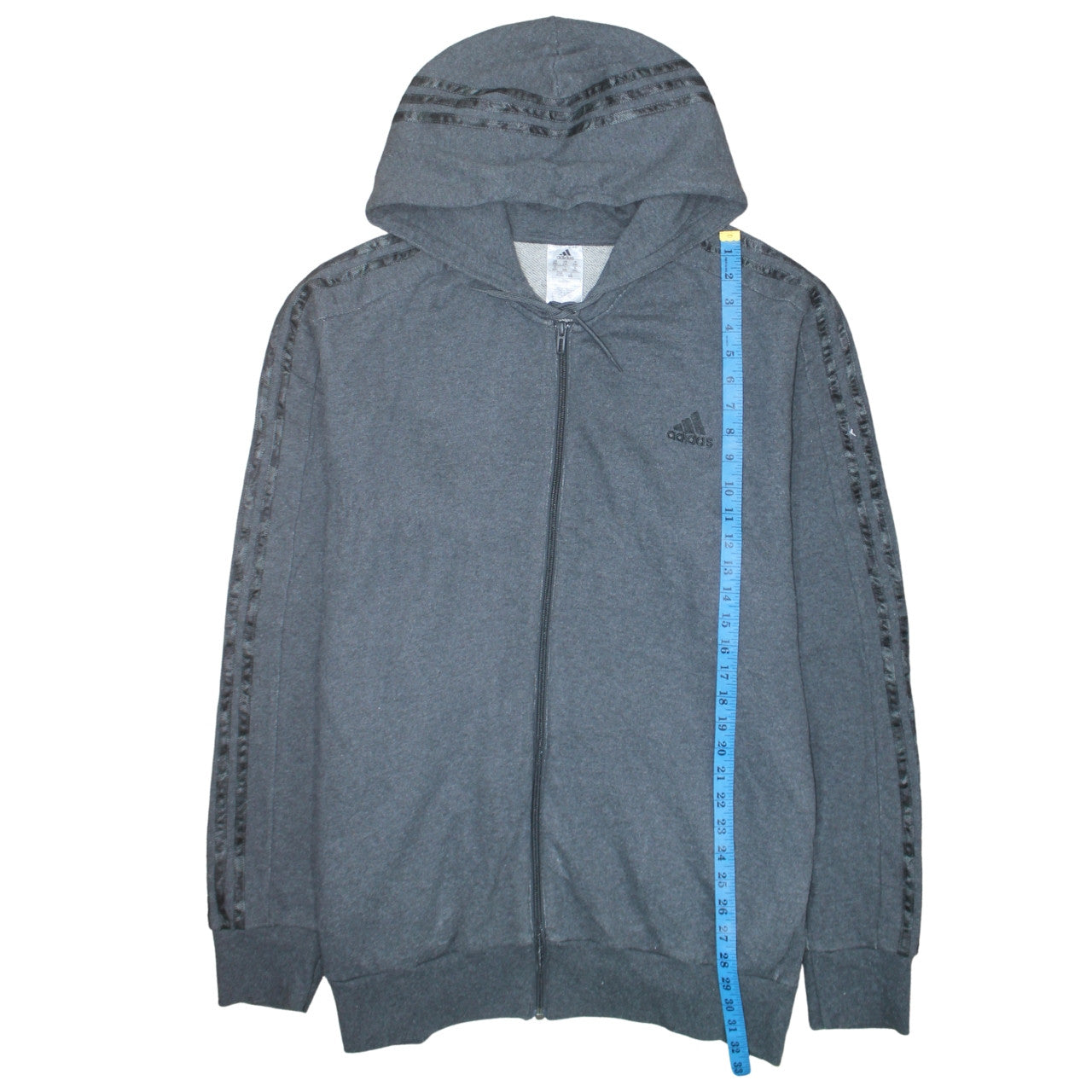 Adidas Mens Grey 2XL Full Zip Hooded Sweatshirt Hoodie