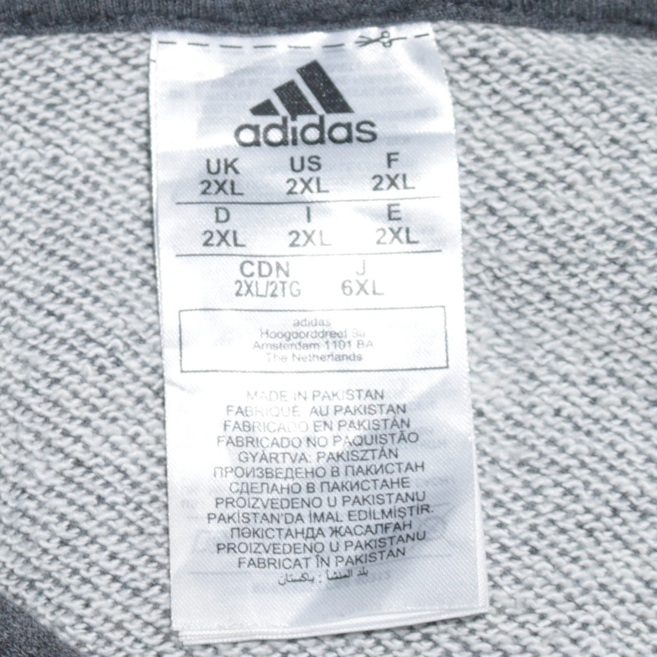 Adidas Mens Grey 2XL Full Zip Hooded Sweatshirt Hoodie