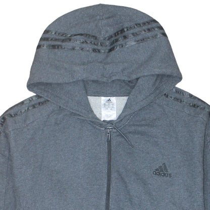 Adidas Mens Grey 2XL Full Zip Hooded Sweatshirt Hoodie