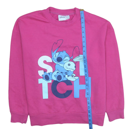 Disney Womens Pink Stitch Pullover Sweatshirt Size M 12/14