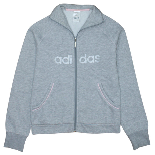 Adidas Womens Grey Full Zip Sweatshirt Size 12 Classic Fit