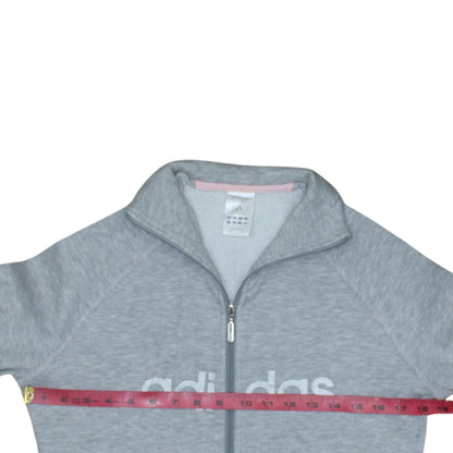 Adidas Womens Grey Full Zip Sweatshirt Size 12 Classic Fit