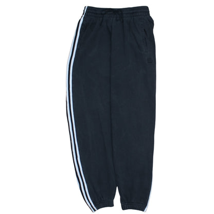 Adidas Womens Black Jogger Trousers Size 12 Striped Logo Fleece