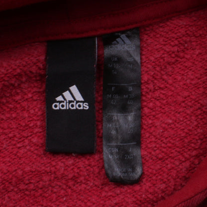 Adidas Women Red Pullover Hoodie Medium Cotton Blend Casual