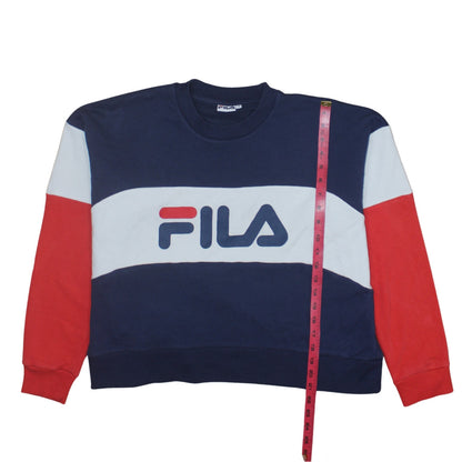FILA Womens Navy Red Colourblock Crew Neck Sweatshirt Size S