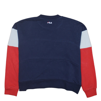 FILA Womens Navy Red Colourblock Crew Neck Sweatshirt Size S