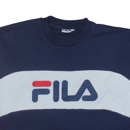 FILA Womens Navy Red Colourblock Crew Neck Sweatshirt Size S