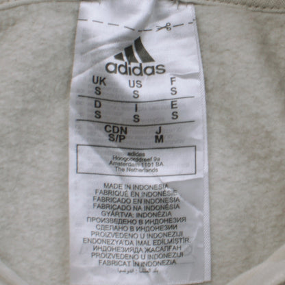 adidas Men's Beige Pullover Hoodie S Regular Fit Fleece Sportswear