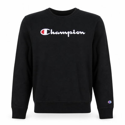 Champion Men's Black Small Crew Neck Logo Sweatshirt