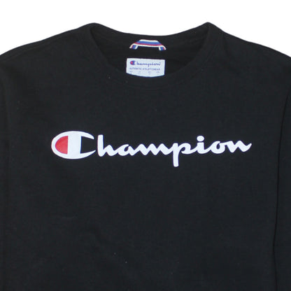 Champion Men's Black Small Crew Neck Logo Sweatshirt
