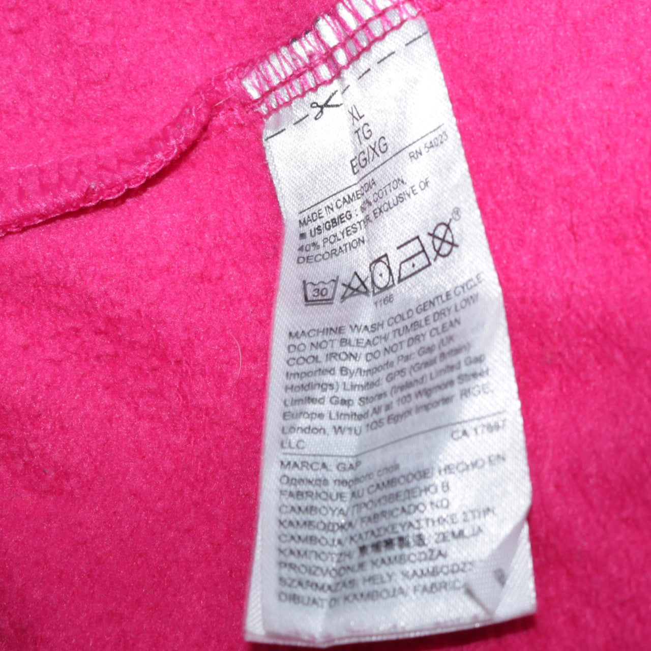 GAP Womens Pink Full Zip Hoodie XL Cotton Blend Casual