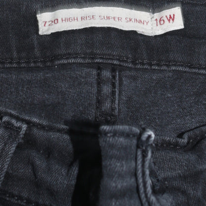 Levi's Women's Black 720 High Rise Super Skinny Jeans Size 16 Plus