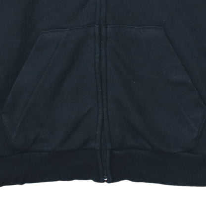 Adidas Women Black Full Zip Hoodie L 16-18 Logo Sleeve Casual Sportswear