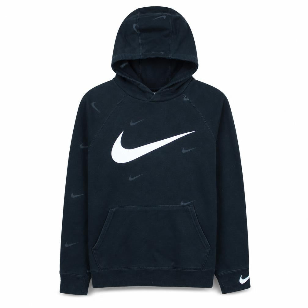 Nike Boys Black XL Pullover Hoodie with White Logo and Kangaroo Pocket