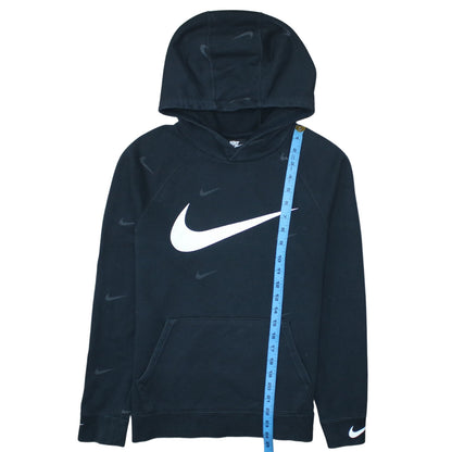 Nike Boys Black XL Pullover Hoodie with White Logo and Kangaroo Pocket
