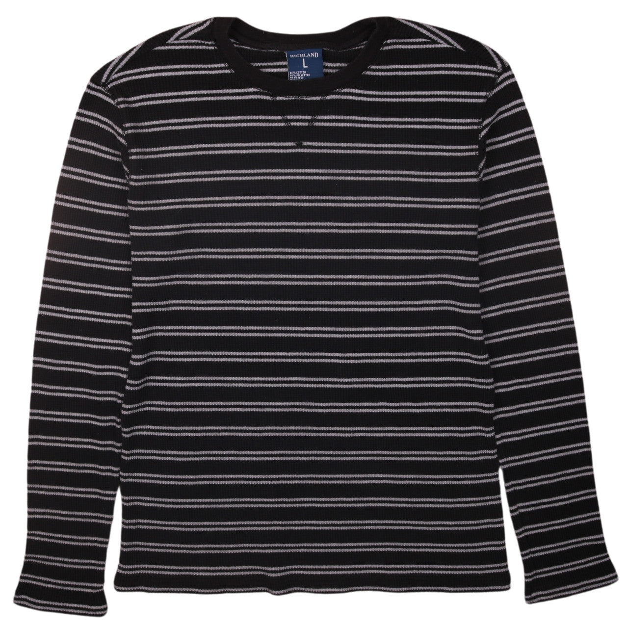 Highland Outfitters Men's Black Grey Striped Long Sleeve T-Shirt Size L