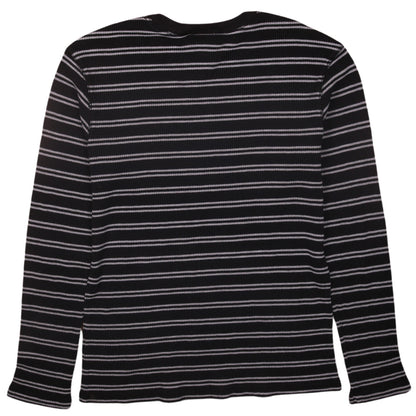 Highland Outfitters Men's Black Grey Striped Long Sleeve T-Shirt Size L