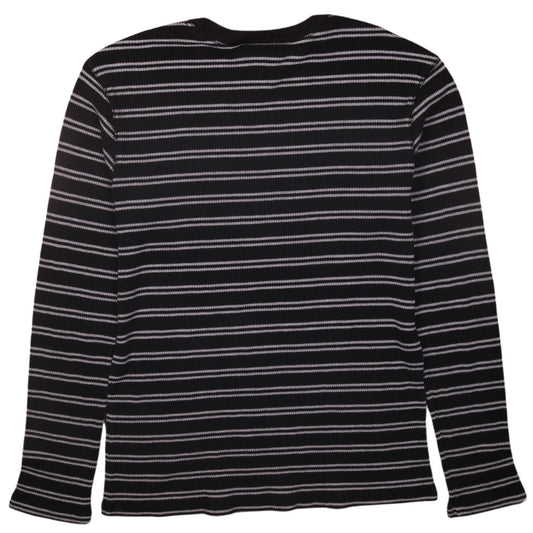 Highland Outfitters Men's Black Grey Striped Long Sleeve T-Shirt Size L