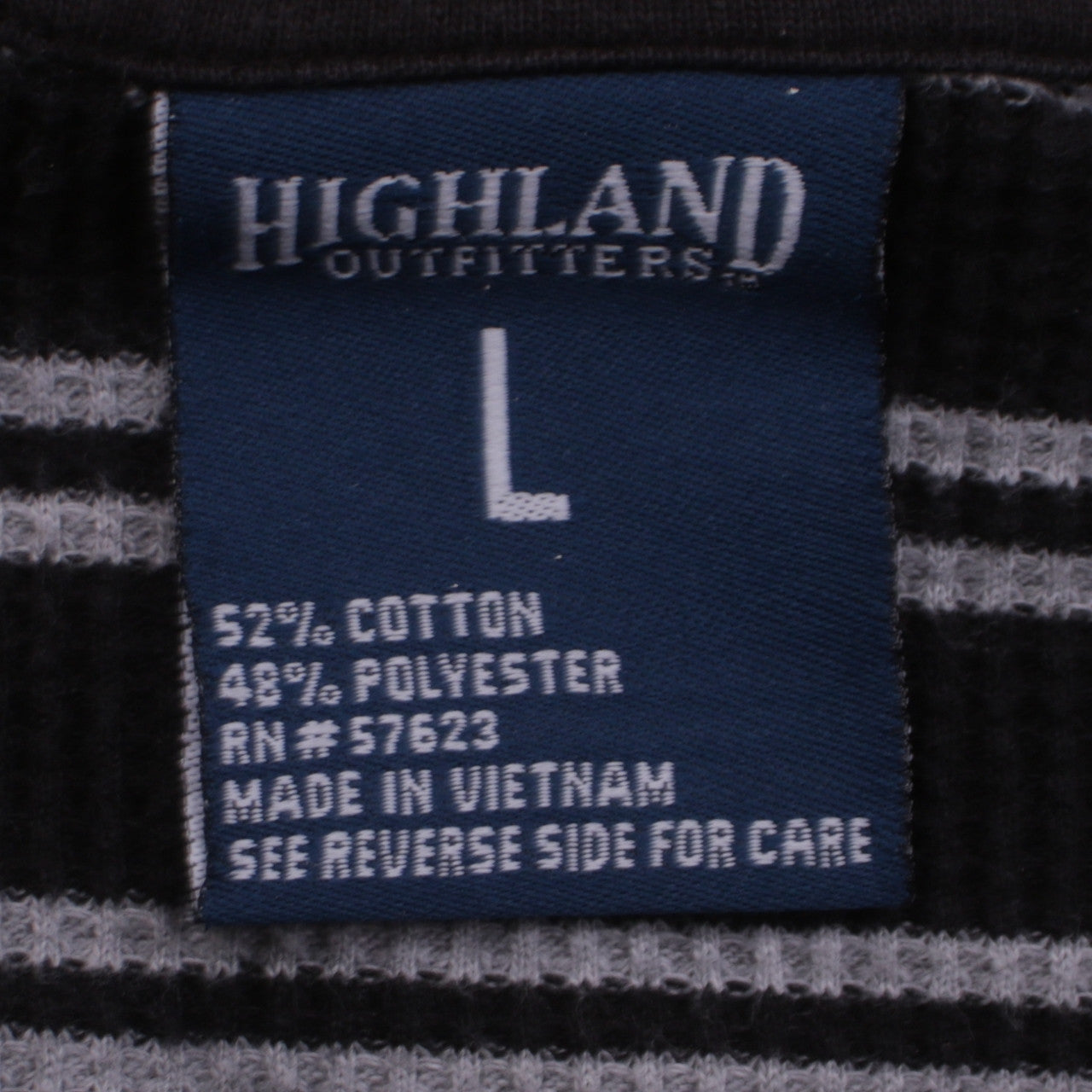 Highland Outfitters Men's Black Grey Striped Long Sleeve T-Shirt Size L