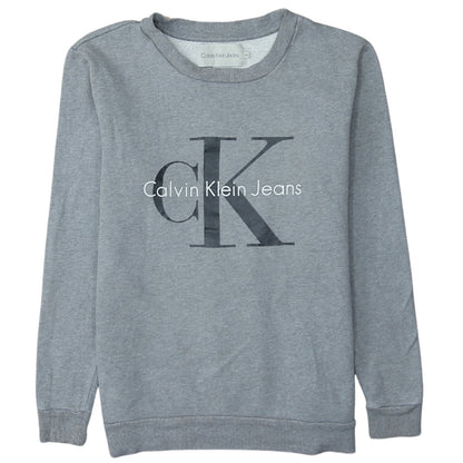 Calvin Klein Jeans Mens Grey XS Crew Neck Logo Sweatshirt